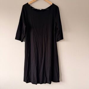 Eileen‎ Fisher Oversized Black Relaxed Fit 3/4 Sleeve Midi Dress Size S
